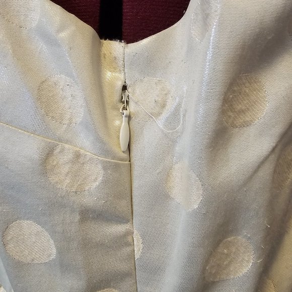 American Eagle Outfitters Cream on‎ Cream Metallic Polka Dots Open Back Dress - Picture 9 of 9